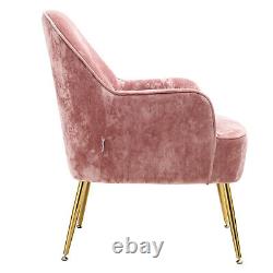 Pink Crushed Velvet Fireside Armchair Single Seater Sofa Padded Seat Club Chairs