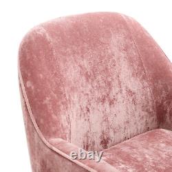 Pink Crushed Velvet Fireside Armchair Single Seater Sofa Padded Seat Club Chairs