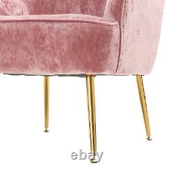 Pink Crushed Velvet Fireside Armchair Single Seater Sofa Padded Seat Club Chairs