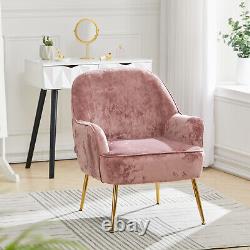 Pink Crushed Velvet Fireside Armchair Single Seater Sofa Padded Seat Club Chairs