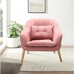 Pink Upholstered Armchair Lounge Wing Back Oyster Tub Chair Fireside Sofa Modern