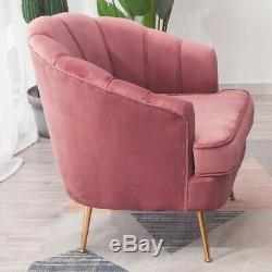 Pink Velvet Armchair Scallop Wing Back Chair Fireside Sofa or Ottoman Footstool