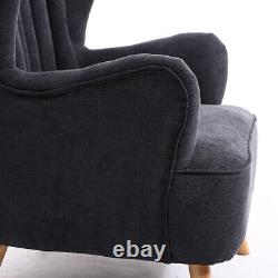 Pleated Relaxing Wing Back Chair Living Room Fireside Lounge Armchair Footstool