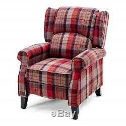 Queen Anne Armchair Wingback Recliner Seat Retro Fabric Fireside Comfy Chair New