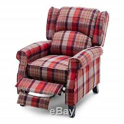 Queen Anne Armchair Wingback Recliner Seat Retro Fabric Fireside Comfy Chair New