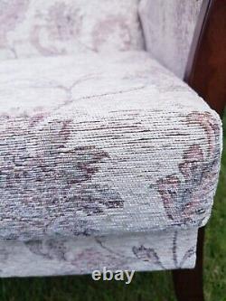 Queen Anne Cottage Fireside Chair -floral Golden Brown Weave Effect Fabric