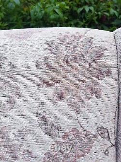 Queen Anne Cottage Fireside Chair -floral Golden Brown Weave Effect Fabric