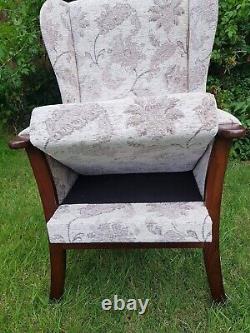 Queen Anne Cottage Fireside Chair -floral Golden Brown Weave Effect Fabric