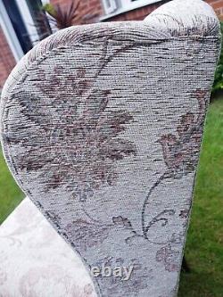 Queen Anne Cottage Fireside Chair -floral Golden Brown Weave Effect Fabric