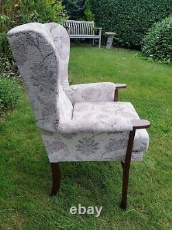 Queen Anne Cottage Fireside Chair -floral Golden Brown Weave Effect Fabric
