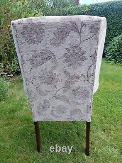 Queen Anne Cottage Fireside Chair -floral Golden Brown Weave Effect Fabric