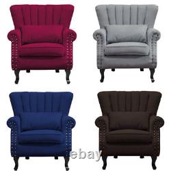 Queen Anne Fireside High Back Wing Back Accent Chesterfield Type Armchairs Sofa