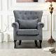 Queen Anne Fireside Sofa Fabric Buttoned Back Leisure Armchair Withrivets& Cushion
