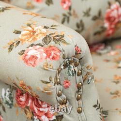 Queen Anne Floral Fabric padded Armchair Fireside Wingback Chair with Cushion