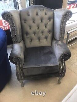 Queen Anne High Back Fireside Wing Chair Gray