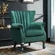 Queen Anne Style Velvet Armchair Oyster Back Chair Single Sofa Lounge Fireside