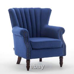 Queen Anne Style Wing Back Fabric Tub Chair Armchair Fireside Living Room Lounge