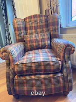 Queen Anne style deep cushioned Wingback Fireside chair reduced to clear