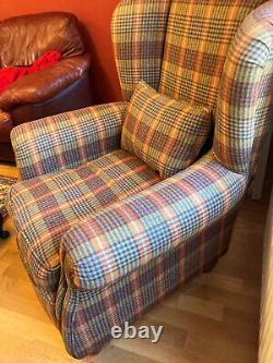 Queen Anne style deep cushioned Wingback Fireside chair reduced to clear