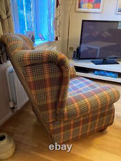 Queen Anne style deep cushioned Wingback Fireside chair reduced to clear