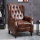 Recliner Armchair Pu Leather Wingback Button Tufted Fireside Sofa Chair Home Bn