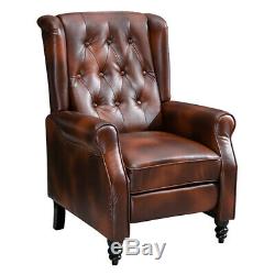 Recliner Armchair PU Leather Wingback Button Tufted Fireside Sofa Chair Home BN