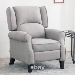 Recliner Armchair Retro Wingback Fabric Fireside Chair Sofa Upholstery Lounger