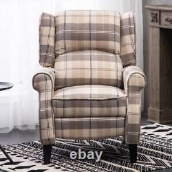 Recliner Armchair Retro Wingback Fabric Fireside Chair Sofa Upholstery Lounger