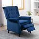 Recliner Armchair Velvet Fabric Wingback Button Tufted Fireside Sofa Chair Blue
