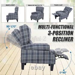 Recliner Armchair Wing Back Fireside Check Fabric Sofa Chair Lounge Cinema Chair