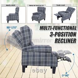 Recliner Armchair Wing Back Fireside Check Fabric Sofa Lounge Cinem