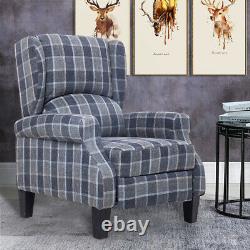 Recliner Armchair Wing Back Fireside Check Fabric Sofa Lounge Cinem