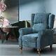 Recliner Armchair Wing Back Fireside Check Fabric Sofa Lounge Cinema Chair Blue