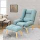 Recliner Armchair Wing Back Fireside Linen Fabric Lounge Sofa Chair With Stool