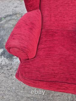 Red Dralon High Back Wing Back Armchair/Fireside Chair on Cabrio Legs