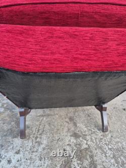 Red Dralon High Back Wing Back Armchair/Fireside Chair on Cabrio Legs