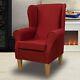 Red Plain Wingback Armchair Handmade Accent Fireside Chair British Bespoke