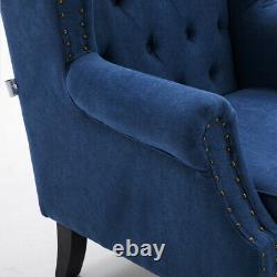 Retro Chesterfield Queen Anne Armchair High Button Back Studded Fireside Chair