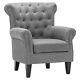 Retro Fabric Upholstered Armchair Tufted Wing Back Fireside Reception Sofa Chair