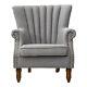 Retro Linen Fabric Armchair Queen Anne Style High Back Wing Chair Fireside Sofa