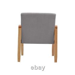 Retro Single Sofa Armchair Wood Frame Padded Cushion Linen Fabric Fireside Chair