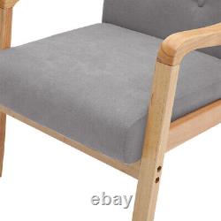 Retro Single Sofa Armchair Wood Frame Padded Cushion Linen Fabric Fireside Chair