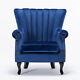 Retro Upholstered Velvet Armchair Wing Back Fireside Chair Lounge Hall Sofa Seat