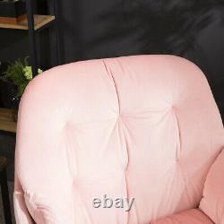 Retro Velvet Fabric Armchair Accent Lounge Chair Padded Fireside Sofa Metal Legs
