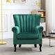 Retro Velvet Nailhead Armchair Oyster High Back Chair Lounge Fireside Sofa Seat