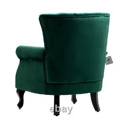 Retro Velvet Nailhead Armchair Oyster High Back Chair Lounge Fireside Sofa Seat