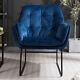Retro Velvet Upholstered Armchair Quilted Button Wing Back Fireside Lounge Chair