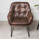 Retro Velvet Upholstered Armchair Quilted Button Wing Back Fireside Lounge Chair