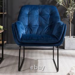 Retro Velvet Upholstered Armchair Quilted Button Wing Back Fireside Lounge Chair