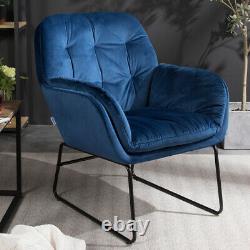 Retro Velvet Upholstered Armchair Quilted Button Wing Back Fireside Lounge Chair